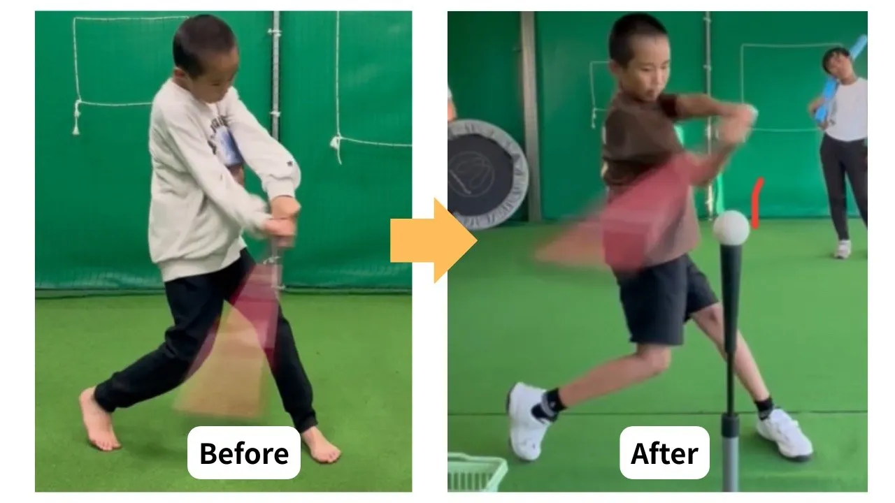 【当たる子は、バットの通り道が長い】
